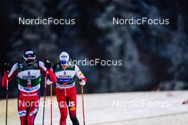 28.11.2021, Ruka, Finland (FIN): Jarl Magnus Riiber (NOR), Mario Seidl (AUT), (l-r)  - FIS world cup nordic combined men, individual gundersen HS142/10km, Ruka (FIN). www.nordicfocus.com. © Thibaut/NordicFocus. Every downloaded picture is fee-liable.