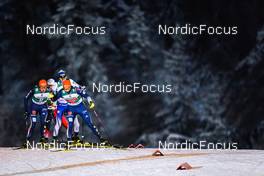 28.11.2021, Ruka, Finland (FIN): Johannes Rydzek (GER), Ilkka Herola (FIN), Julian Schmid (GER), (l-r)  - FIS world cup nordic combined men, individual gundersen HS142/10km, Ruka (FIN). www.nordicfocus.com. © Thibaut/NordicFocus. Every downloaded picture is fee-liable.