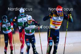 28.11.2021, Ruka, Finland (FIN): Ryota Yamamoto (JPN), Lukas Greiderer (AUT), Manuel Faisst (GER), Terence Weber (GER), (l-r)  - FIS world cup nordic combined men, individual gundersen HS142/10km, Ruka (FIN). www.nordicfocus.com. © Thibaut/NordicFocus. Every downloaded picture is fee-liable.