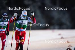 28.11.2021, Ruka, Finland (FIN): Jarl Magnus Riiber (NOR), Johannes Lamparter (AUT), (l-r)  - FIS world cup nordic combined men, individual gundersen HS142/10km, Ruka (FIN). www.nordicfocus.com. © Thibaut/NordicFocus. Every downloaded picture is fee-liable.