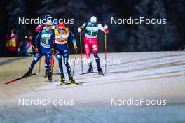 28.11.2021, Ruka, Finland (FIN): Manuel Faisst (GER), Terence Weber (GER), Lukas Greiderer (AUT), (l-r)  - FIS world cup nordic combined men, individual gundersen HS142/10km, Ruka (FIN). www.nordicfocus.com. © Thibaut/NordicFocus. Every downloaded picture is fee-liable.