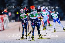 28.11.2021, Ruka, Finland (FIN): Vinzenz Geiger (GER), Eric Frenzel (GER), (l-r)  - FIS world cup nordic combined men, individual gundersen HS142/10km, Ruka (FIN). www.nordicfocus.com. © Thibaut/NordicFocus. Every downloaded picture is fee-liable.