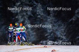 28.11.2021, Ruka, Finland (FIN): Johannes Rydzek (GER), Ilkka Herola (FIN), Julian Schmid (GER), (l-r)  - FIS world cup nordic combined men, individual gundersen HS142/10km, Ruka (FIN). www.nordicfocus.com. © Thibaut/NordicFocus. Every downloaded picture is fee-liable.