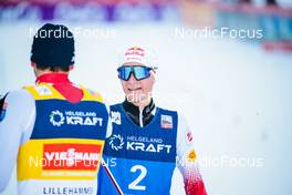 05.12.2021, Lillehammer, Norway (NOR): Jarl Magnus Riiber (NOR), Johannes Lamparter (AUT), (l-r)  - FIS world cup nordic combined men, individual gundersen HS138/10km, Lillehammer (NOR). www.nordicfocus.com. © Modica/NordicFocus. Every downloaded picture is fee-liable.