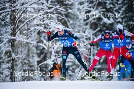 05.12.2021, Lillehammer, Norway (NOR): Vinzenz Geiger (GER), Kasper Moen Flatla (NOR), Lukas Greiderer (AUT), (l-r)  - FIS world cup nordic combined men, individual gundersen HS138/10km, Lillehammer (NOR). www.nordicfocus.com. © Modica/NordicFocus. Every downloaded picture is fee-liable.