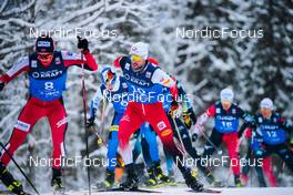 05.12.2021, Lillehammer, Norway (NOR): Kasper Moen Flatla (NOR), Kristjan Ilves (EST), Lukas Greiderer (AUT), (l-r)  - FIS world cup nordic combined men, individual gundersen HS138/10km, Lillehammer (NOR). www.nordicfocus.com. © Modica/NordicFocus. Every downloaded picture is fee-liable.