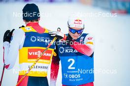 05.12.2021, Lillehammer, Norway (NOR): Jarl Magnus Riiber (NOR), Johannes Lamparter (AUT), (l-r)  - FIS world cup nordic combined men, individual gundersen HS138/10km, Lillehammer (NOR). www.nordicfocus.com. © Modica/NordicFocus. Every downloaded picture is fee-liable.