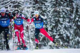 05.12.2021, Lillehammer, Norway (NOR): Manuel Faisst (GER), Simen Tiller (NOR), Akito Watabe (JPN), (l-r)  - FIS world cup nordic combined men, individual gundersen HS138/10km, Lillehammer (NOR). www.nordicfocus.com. © Modica/NordicFocus. Every downloaded picture is fee-liable.