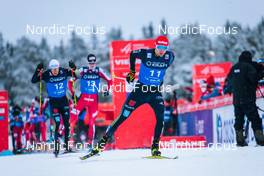 05.12.2021, Lillehammer, Norway (NOR): Manuel Faisst (GER), Simen Tiller (NOR), Terence Weber (GER), (l-r)  - FIS world cup nordic combined men, individual gundersen HS138/10km, Lillehammer (NOR). www.nordicfocus.com. © Modica/NordicFocus. Every downloaded picture is fee-liable.