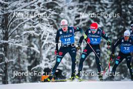 05.12.2021, Lillehammer, Norway (NOR): Vinzenz Geiger (GER), Terence Weber (GER), Manuel Faisst (GER), (l-r)  - FIS world cup nordic combined men, individual gundersen HS138/10km, Lillehammer (NOR). www.nordicfocus.com. © Modica/NordicFocus. Every downloaded picture is fee-liable.