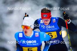 04.12.2021, Lillehammer, Norway (NOR): Antoine Gerard (FRA), Ben Loomis (USA), (l-r)  - FIS world cup nordic combined men, team HS98/4x5km, Lillehammer (NOR). www.nordicfocus.com. © Thibaut/NordicFocus. Every downloaded picture is fee-liable.