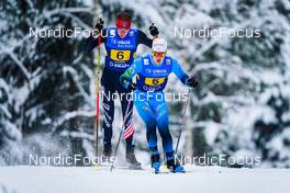 04.12.2021, Lillehammer, Norway (NOR): Ben Loomis (USA), Antoine Gerard (FRA), (l-r)  - FIS world cup nordic combined men, team HS98/4x5km, Lillehammer (NOR). www.nordicfocus.com. © Thibaut/NordicFocus. Every downloaded picture is fee-liable.