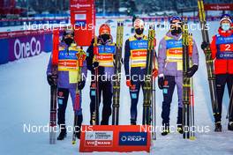 04.12.2021, Lillehammer, Norway (NOR): Eric Frenzel (GER), Manuel Faisst (GER), Terence Weber (GER), Vinzenz Geiger (GER), (l-r) - FIS world cup nordic combined men, team HS98/4x5km, Lillehammer (NOR). www.nordicfocus.com. © Thibaut/NordicFocus. Every downloaded picture is fee-liable.