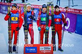 04.12.2021, Lillehammer, Norway (NOR): Yoshito Watabe (JPN), Akito Watabe (JPN), Ryota Yamamoto (JPN), Sora Yachi (JPN), (l-r) - FIS world cup nordic combined men, team HS98/4x5km, Lillehammer (NOR). www.nordicfocus.com. © Thibaut/NordicFocus. Every downloaded picture is fee-liable.