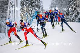 11.12.2021, Otepaeae, Estonia (EST): Johannes Lamparter (AUT), Joergen Graabak (NOR), Johannes Rydzek (GER), Terence Weber (GER), (l-r)  - FIS world cup nordic combined men, Mass Start HS97/10km, Otepaeae (EST). www.nordicfocus.com. © Volk/NordicFocus. Every downloaded picture is fee-liable.