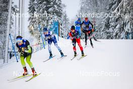 11.12.2021, Otepaeae, Estonia (EST): Vid Vrhovnik (SLO), Otto Niittykoski (FIN), Hideaki Nagai (JPN), (l-r)  - FIS world cup nordic combined men, Mass Start HS97/10km, Otepaeae (EST). www.nordicfocus.com. © Volk/NordicFocus. Every downloaded picture is fee-liable.