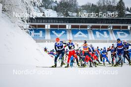11.12.2021, Otepaeae, Estonia (EST): Eric Frenzel (GER), Johannes Lamparter (AUT), Jarl Magnus Riiber (NOR), Ilkka Herola (FIN), (l-r)  - FIS world cup nordic combined men, Mass Start HS97/10km, Otepaeae (EST). www.nordicfocus.com. © Volk/NordicFocus. Every downloaded picture is fee-liable.