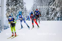 11.12.2021, Otepaeae, Estonia (EST): Vid Vrhovnik (SLO), Otto Niittykoski (FIN), Hideaki Nagai (JPN), (l-r)  - FIS world cup nordic combined men, Mass Start HS97/10km, Otepaeae (EST). www.nordicfocus.com. © Volk/NordicFocus. Every downloaded picture is fee-liable.