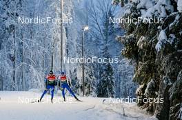 10.12.2021, Otepaeae, Estonia (EST): Andreas Ilves (EST), Kristjan Ilves (EST), (l-r)  - FIS world cup nordic combined men, individual gundersen HS97/10km, training, Otepaeae (EST). www.nordicfocus.com. © Volk/NordicFocus. Every downloaded picture is fee-liable.