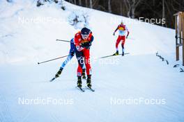 18.12.2021, Ramsau, Austria (AUT): Ryota Yamamoto (JPN), Ilkka Herola (FIN), (l-r)  - FIS world cup nordic combined men, individual gundersen HS98/10km, Ramsau (AUT). www.nordicfocus.com. © Volk/NordicFocus. Every downloaded picture is fee-liable.