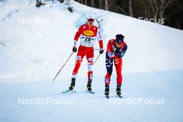 18.12.2021, Ramsau, Austria (AUT): Szczepan Kupczak (POL), Hideaki Nagai (JPN), (l-r)  - FIS world cup nordic combined men, individual gundersen HS98/10km, Ramsau (AUT). www.nordicfocus.com. © Volk/NordicFocus. Every downloaded picture is fee-liable.