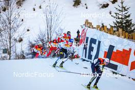18.12.2021, Ramsau, Austria (AUT): Espen Andersen (NOR), Kristjan Ilves (EST), Vinzenz Geiger (GER), (l-r)  - FIS world cup nordic combined men, individual gundersen HS98/10km, Ramsau (AUT). www.nordicfocus.com. © Volk/NordicFocus. Every downloaded picture is fee-liable.
