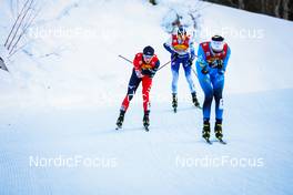 18.12.2021, Ramsau, Austria (AUT): Ryota Yamamoto (JPN), Ilkka Herola (FIN), Laurent Muhlethaler (FRA), (l-r)  - FIS world cup nordic combined men, individual gundersen HS98/10km, Ramsau (AUT). www.nordicfocus.com. © Volk/NordicFocus. Every downloaded picture is fee-liable.