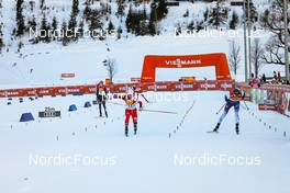 18.12.2021, Ramsau, Austria (AUT): Terence Weber (GER), Johannes Lamparter (AUT), Ilkka Herola (FIN), (l-r)  - FIS world cup nordic combined men, individual gundersen HS98/10km, Ramsau (AUT). www.nordicfocus.com. © Volk/NordicFocus. Every downloaded picture is fee-liable.