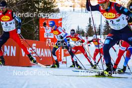 18.12.2021, Ramsau, Austria (AUT): Kristjan Ilves (EST), Espen Andersen (NOR), Mario Seidl (AUT), (l-r)  - FIS world cup nordic combined men, individual gundersen HS98/10km, Ramsau (AUT). www.nordicfocus.com. © Volk/NordicFocus. Every downloaded picture is fee-liable.