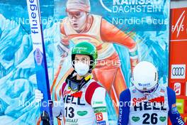 19.12.2021, Ramsau, Austria (AUT): Arttu Maekiaho (FIN), Kasper Moen Flatla (NOR), (l-r)  - FIS world cup nordic combined men, individual gundersen HS98/10km, Ramsau (AUT). www.nordicfocus.com. © Volk/NordicFocus. Every downloaded picture is fee-liable.
