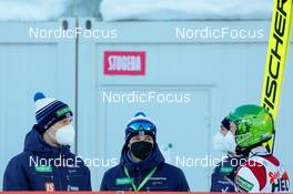 19.12.2021, Ramsau, Austria (AUT): Arttu Maekiaho (FIN), Eero Hirvonen (FIN), Otto Niittykoski (FIN), Ilkka Herola (FIN), (l-r), (l-r)  - FIS world cup nordic combined men, individual gundersen HS98/10km, Ramsau (AUT). www.nordicfocus.com. © Volk/NordicFocus. Every downloaded picture is fee-liable.