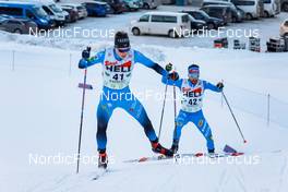 19.12.2021, Ramsau, Austria (AUT): Gael Blondeau (FRA), Alessandro Pittin (ITA), (l-r)  - FIS world cup nordic combined men, individual gundersen HS98/10km, Ramsau (AUT). www.nordicfocus.com. © Volk/NordicFocus. Every downloaded picture is fee-liable.