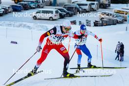 19.12.2021, Ramsau, Austria (AUT): Fabio Obermeyr (AUT), Jan Vytrval (CZE), (l-r)  - FIS world cup nordic combined men, individual gundersen HS98/10km, Ramsau (AUT). www.nordicfocus.com. © Volk/NordicFocus. Every downloaded picture is fee-liable.