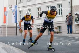 30.10.2021, Oberhof, Germany (GER): Antoine Gerard (FRA), Eric Frenzel (GER) (l-r)  - German Championships Nordic Combined, individual gundersen HS140/10km men, Oberhof (GER). www.nordicfocus.com. © Volk/NordicFocus. Every downloaded picture is fee-liable.
