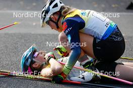 31.10.2021, Oberhof, Germany (GER): Maria Gerboth (GER), Jenny Nowak (GER) (l-r)  - German Championships Nordic Combined, individual gundersen HS100/5km women, Oberhof (GER). www.nordicfocus.com. © Volk/NordicFocus. Every downloaded picture is fee-liable.