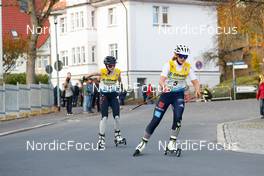 31.10.2021, Oberhof, Germany (GER): Anne Haeckel (GER), Magdalena Burger (GER), (l-r)  - German Championships Nordic Combined, individual gundersen HS100/5km women, Oberhof (GER). www.nordicfocus.com. © Volk/NordicFocus. Every downloaded picture is fee-liable.