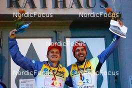 30.10.2021, Oberhof, Germany (GER): Julian Schmid (GER), Johannes Rydzek (GER) (l-r) - German Championships Nordic Combined, medals, Oberhof (GER). www.nordicfocus.com. © Volk/NordicFocus. Every downloaded picture is fee-liable.