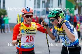 31.10.2021, Oberhof, Germany (GER): Beat Wiedemann (GER), Alois Wegmann (GER) (l-r)  - German Championships Nordic Combined, team HS140/5km men, Oberhof (GER). www.nordicfocus.com. © Volk/NordicFocus. Every downloaded picture is fee-liable.