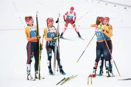 27.02.2021, Oberstdorf, Germany (GER): Svenja Wuerth (GER), Cindy Haasch (GER), Jenny Nowak (GER), Maria Gerboth (GER), (l-r) - FIS nordic world ski championships nordic combined women, individual gundersend HS106/5km, Oberstdorf (GER). www.nordicfocus.com. © Modica/NordicFocus. Every downloaded picture is fee-liable.