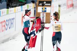 27.02.2021, Oberstdorf, Germany (GER): Mari Leinan Lund (NOR), Gyda Westvold Hansen (NOR) - FIS nordic world ski championships nordic combined women, individual gundersend HS106/5km, Oberstdorf (GER). www.nordicfocus.com. © Modica/NordicFocus. Every downloaded picture is fee-liable.