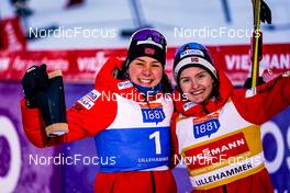 03.12.2021, Lillehammer, Norway (NOR): Mari Leinan Lund (NOR), Gyda Westvold Hansen (NOR), (l-r) - FIS world cup nordic combined women, individual gundersen HS98/5km, Lillehammer (NOR). www.nordicfocus.com. © Thibaut/NordicFocus. Every downloaded picture is fee-liable.