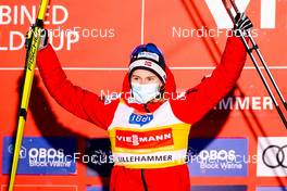03.12.2021, Lillehammer, Norway (NOR): Gyda Westvold Hansen (NOR), Podium - FIS world cup nordic combined women, individual gundersen HS98/5km, Lillehammer (NOR). www.nordicfocus.com. © Thibaut/NordicFocus. Every downloaded picture is fee-liable.