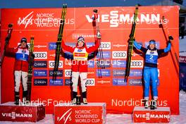 03.12.2021, Lillehammer, Norway (NOR): Mari Leinan Lund (NOR), Gyda Westvold Hansen (NOR), Annika Sieff (ITA), (l-r) - FIS world cup nordic combined women, individual gundersen HS98/5km, Lillehammer (NOR). www.nordicfocus.com. © Thibaut/NordicFocus. Every downloaded picture is fee-liable.