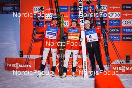 04.12.2021, Lillehammer, Norway (NOR): Mari Leinan Lund (NOR), Gyda Westvold Hansen (NOR), Lisa Hirner (AUT), (l-r)  - FIS world cup nordic combined women, individual gundersen HS98/5km, Lillehammer (NOR). www.nordicfocus.com. © Thibaut/NordicFocus. Every downloaded picture is fee-liable.
