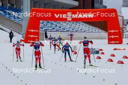 11.12.2021, Otepaeae, Estonia (EST): Ida Marie Hagen (NOR), Gyda Westvold Hansen (NOR), Cindy Haasch (GER), Mari Leinan Lund (NOR), (l-r)  - FIS world cup nordic combined women, mass start HS97/5km, Otepaeae (EST). www.nordicfocus.com. © Volk/NordicFocus. Every downloaded picture is fee-liable.