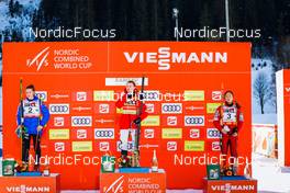 17.12.2021, Ramsau, Austria (AUT): Ema Volavsek (SLO), Gyda Westvold Hansen (NOR), Yuna Kasai (JPN), (l-r) - FIS world cup nordic combined women, individual gundersen HS97/5km, Ramsau (AUT). www.nordicfocus.com. © Volk/NordicFocus. Every downloaded picture is fee-liable.