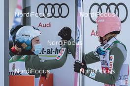 01.01.2021, Garmisch, Germany (GER): Dawid Kubacki (POL), Kamil Stoch (POL), (l-r) - FIS world cup ski jumping men, four hills tournament, individual HS142, Garmisch (GER). www.nordicfocus.com. © EXPA/JFK/NordicFocus. Every downloaded picture is fee-liable.