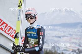 02.01.2021, Innsbruck, Austria (AUT): Karl Geiger (GER) - FIS world cup ski jumping men, four hills tournament, qualification, individual HS128, Innsbruck (AUT). www.nordicfocus.com. © EXPA/JFK/NordicFocus. Every downloaded picture is fee-liable.