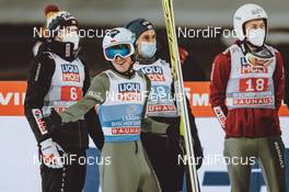 06.01.2021, Bischofshofen, Austria (AUT): Aleksander Zniszczol (POL), Kamil Stoch (POL), Dawid Kubacki (POL), Piotr Zyla (POL) , (l-r)- FIS world cup ski jumping men, four hills tournament, individual HS142, Bischofshofen (AUT). www.nordicfocus.com. © EXPA/JFK/NordicFocus. Every downloaded picture is fee-liable.