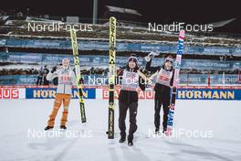 06.01.2021, Bischofshofen, Austria (AUT): Karl Geiger (GER), Kamil Stoch (POL), Dawid Kubacki (POL), (l-r) - FIS world cup ski jumping men, four hills tournament, individual HS142, Bischofshofen (AUT). www.nordicfocus.com. © EXPA/JFK/NordicFocus. Every downloaded picture is fee-liable.